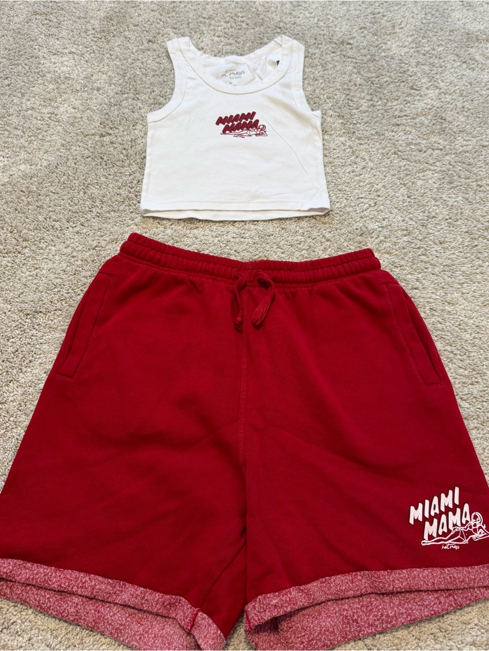 Alix Earle Miami Red Shorts + Tank